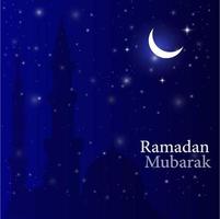 Ramadan Background with Crescent Moon, Stars and Mosque vector