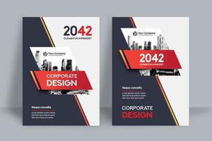 Red and Gray City Background Business Book Cover Design Template vector