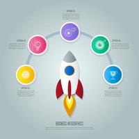 Concepto de negocio de diseño infográfico con 5 opciones, piezas o procesos. vector