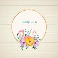 flamingo floral frame design vector