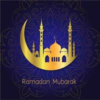  Ramadan Mubarak Golden Moon Background vector