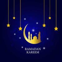 Ramadan Kareem with Golden Stars and Moon vector