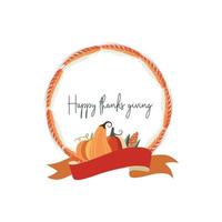 Wheat Wreath Happy Thanksgiving card design vector