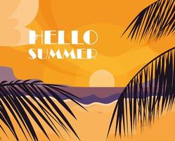 Palm trees and hello summer  vector