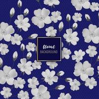 White Flower and Navy Backdrop Floral background design vector