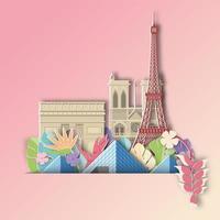 Paris with Tropical leaf  Summer Banner vector