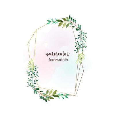 Rectangular Watercolor Greenery Frame