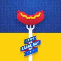 Labor Day Celebration Sausage On Barbecue Fork vector