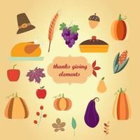 Simple Thanksgiving elements collection vector