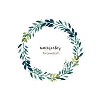 Round watercolor floral frame vector