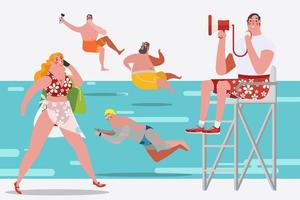 People in the Swimming Pool vector