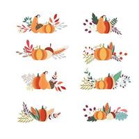 Autumn bouquets collection vector