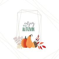 Autumn card with geometric frame and pumpkins vector