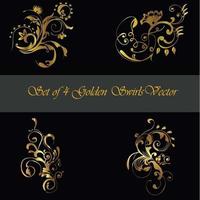 Set of 4 Golden Decorative Swirl Corners vector