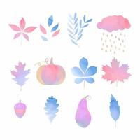 watercolor autumn elements vector