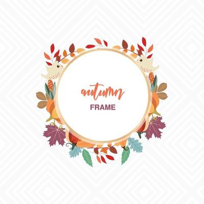 autumn frame design with foliage and birds