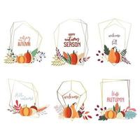 Set of autumn geometric frames vector