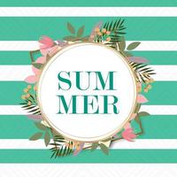 Circular summer frame with foliage vector