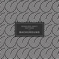 Geometric seamless monochrome repeating pattern with wavy lines vector