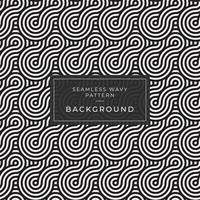 Geometric seamless monochrome repeating pattern with wavy lines vector