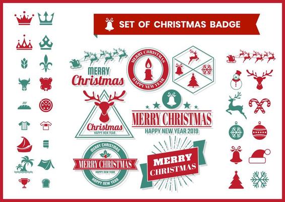Retro Christmas badge set