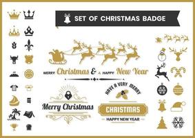 Retro Christmas badge set vector