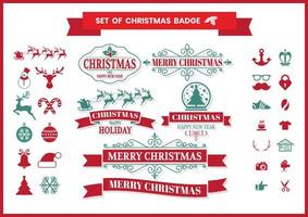 Retro Christmas badge set vector