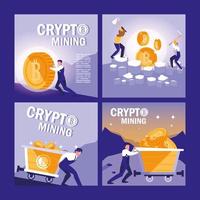 crypto mining bitcoins banners  vector