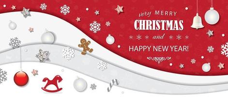 Christmas and happy new year card vector