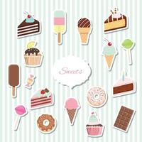 Cartoon sweets cut out set  vector