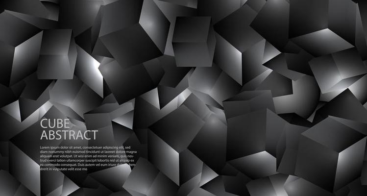 3D polygonal geometric black cube texture structure metallic background