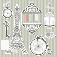 Vintage objects paper cut vector