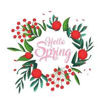 hello spring card with flowers vector