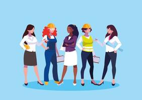 set of  women engineers vector