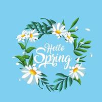 hello spring wreath  vector