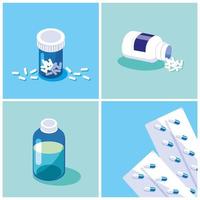 set of medicine bottles  vector