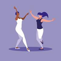 women dancing together  vector