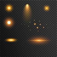 Golden Sparkles Glitters Efecto de lente de luz vector