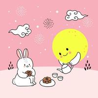 Mid autumn rabbit and moon vector. vector