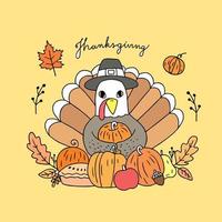Thanksgiving turkey and harvest vector. vector