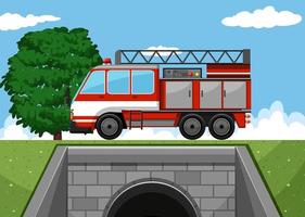 Fire truck on the road vector