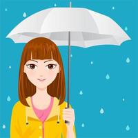 Cute girl with a yellow raincoat vector