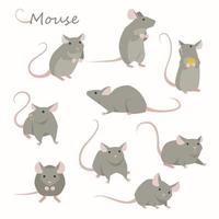 Cute mouse character set.  vector