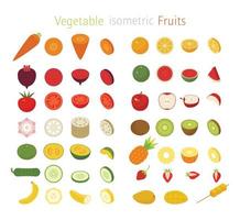 Conjunto de vegetales y frutas vector