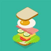 Deconstructed Layers of Sandwich Isometric  vector