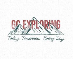 Adventure vintage print design with Go Exploring typography vector