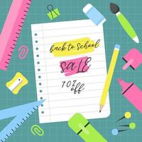 Back to School 70 percent Sale Poster vector