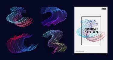 Conjunto de cubierta de arte abstracto línea de tecnología colorida línea ilustraciones vector
