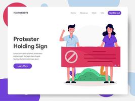 Protesters Holding Sign Illustration Concept vector