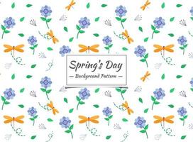 Spring Flower and insect pattern vector